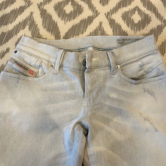 Diesel Getlegg Slim Skinny Low Waist Pinstripe Distressed Jean - Picture 4 of 6